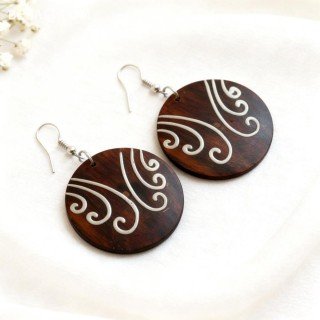 Handcrafted Painting Wood Earrings Best Quality